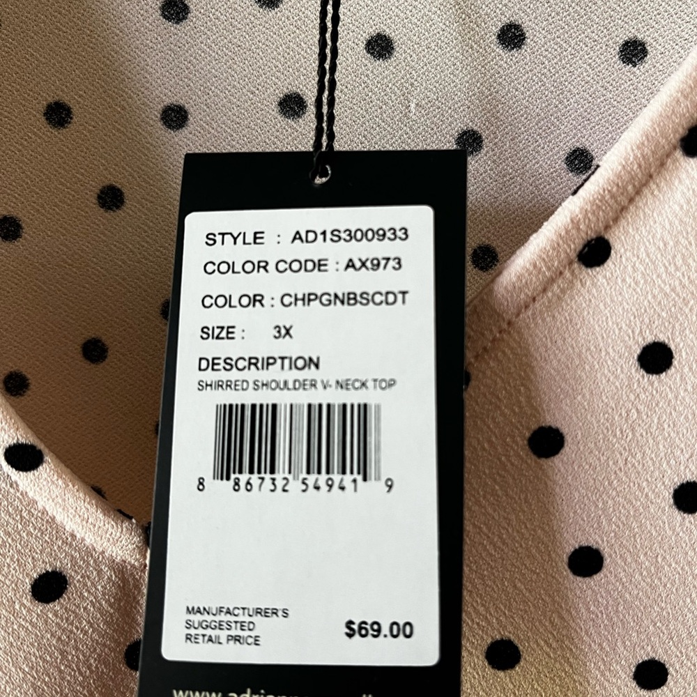 Polka Dot and Pink Top by Adrianna Papell - PLUS SIZE 3X - Picture 5 of 8
